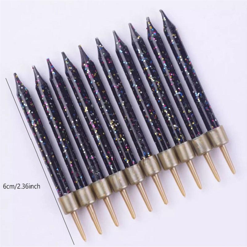 

Черные детские свечи для дня рождения Белый цветок Декоративные блестки Праздничные подарки Воспоминания Столбовые свечи Забавные ритуальные свечи