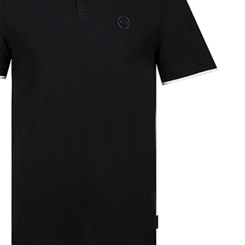 Armani Exchange Solid Color Logo Embellished Casual Loose Fit Short Sleeve Polo Shirt Men tops Black 8NZF75-Z8M5Z-1200
