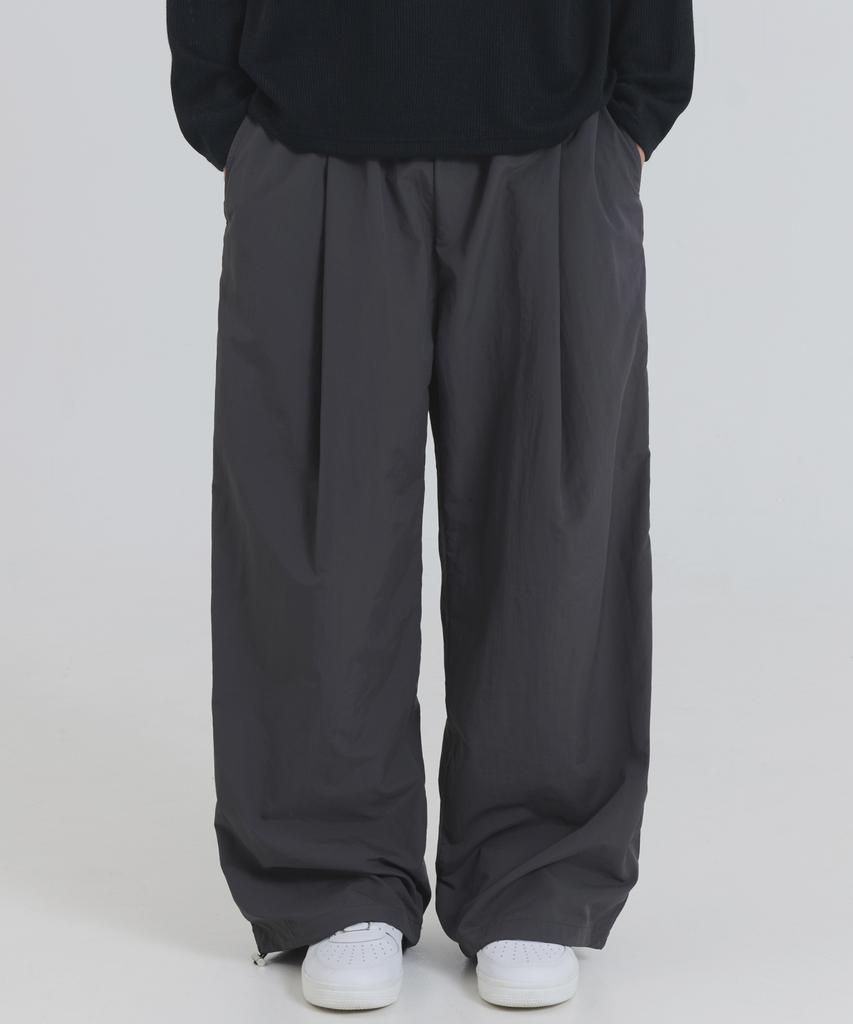 PIANER Nylon One-Pleat String Pants (Charcoal)