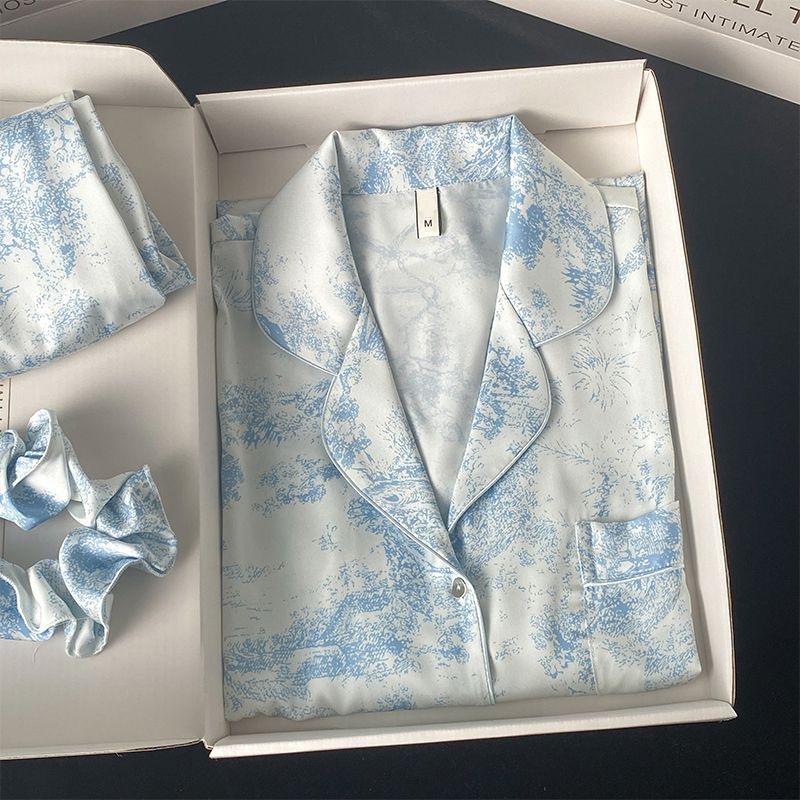 

Женский комплект из двух предметов с длинным рукавом из ледяного шелка на 2025 год для весны и осени M 35-50kg