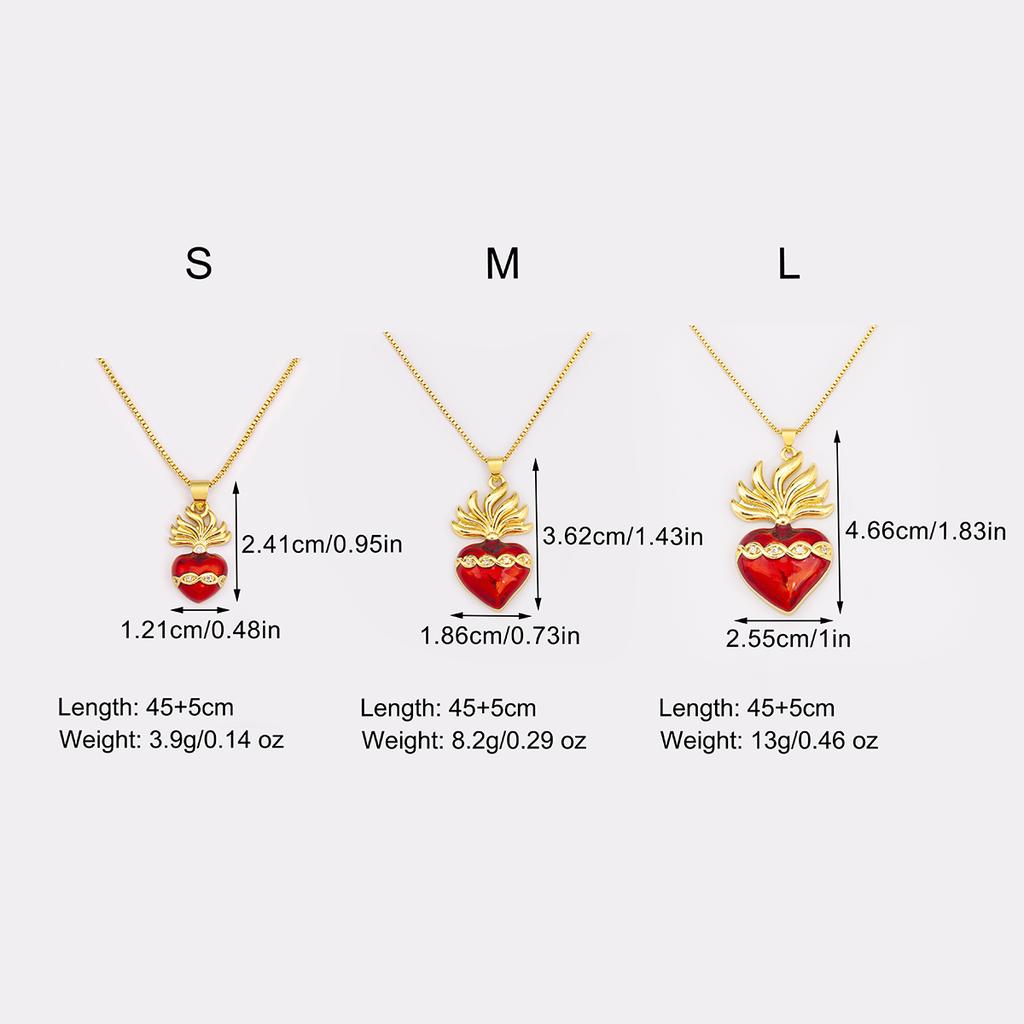 Nidin High Quality S/M/L Size Choice Sacred Heart Pendant Necklace For Women Men Cubic Zirconia Elegant Aesthetic Jewelry Gifts