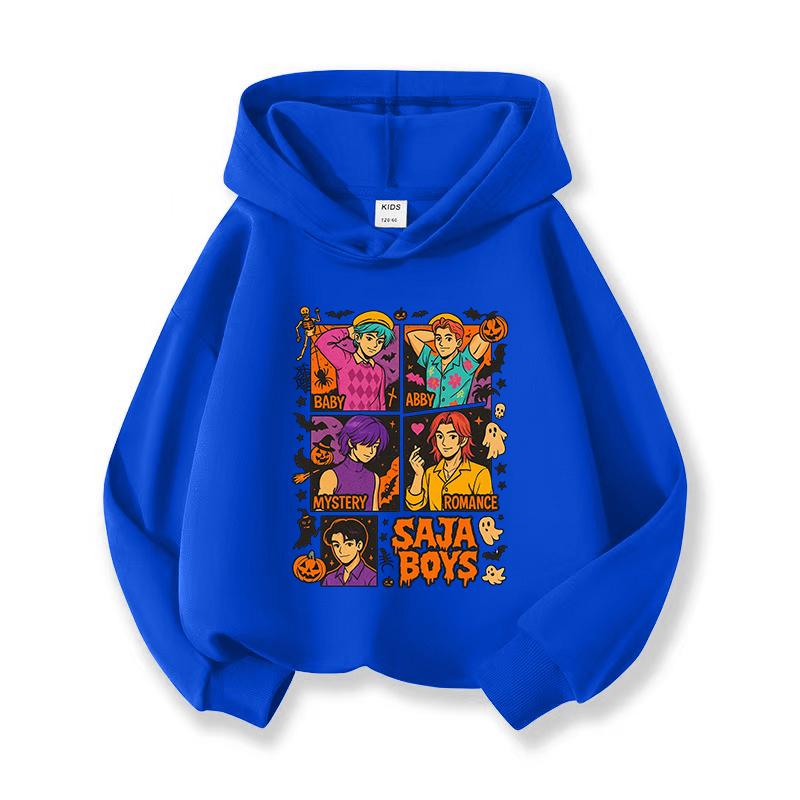Kpop Witch Hunt Girls' Hoodies, Children's Spring and Autumn Hoodies, Fashionable and Versatile Cartoon Style Printed Thin Sweatshirts