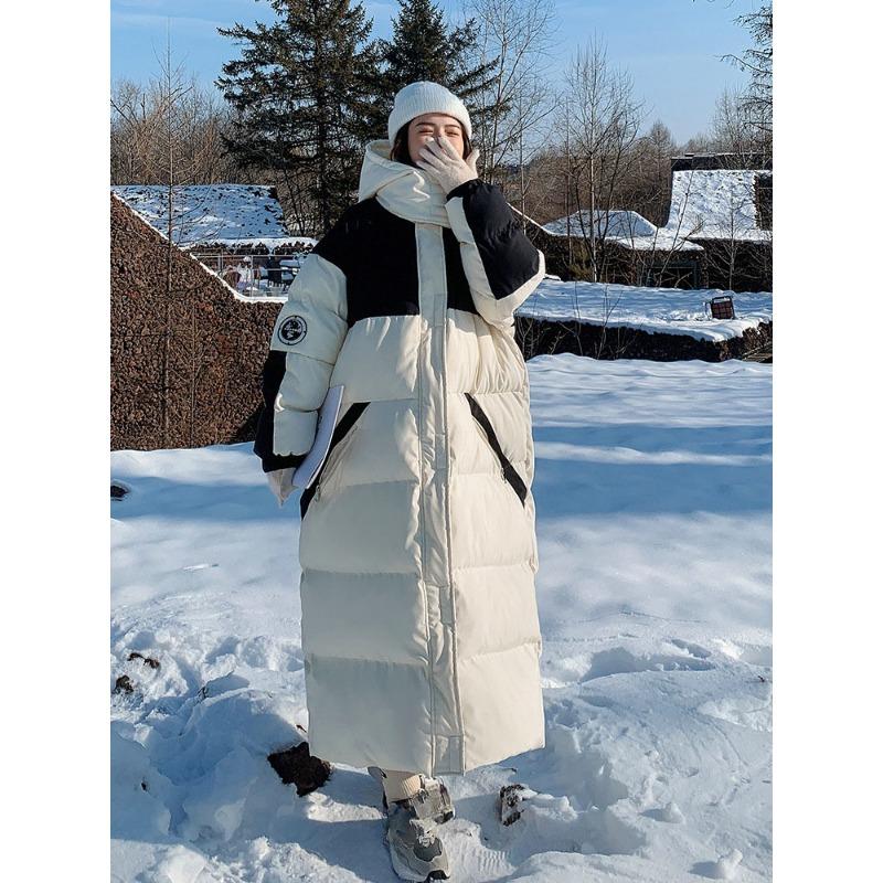

Зимняя длинная куртка из хлопка для женщин Manteau Femme Hiver 2022, свободная, в стиле сафари, толстая, теплая, с капюшоном, женские пальто до колена XXL белый