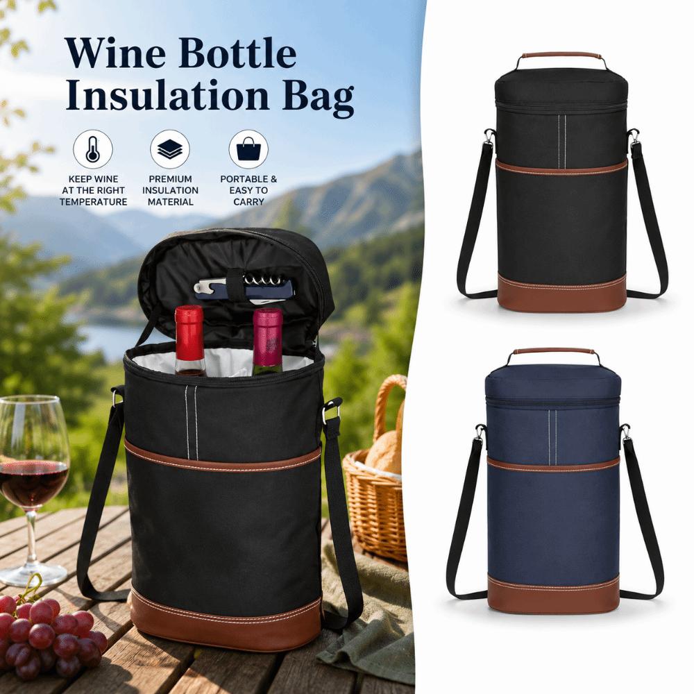 Borsa termica isolante per bottiglie di vino da due bottiglie, 7L, Borsa portabirra refrigerante, Uso da viaggio