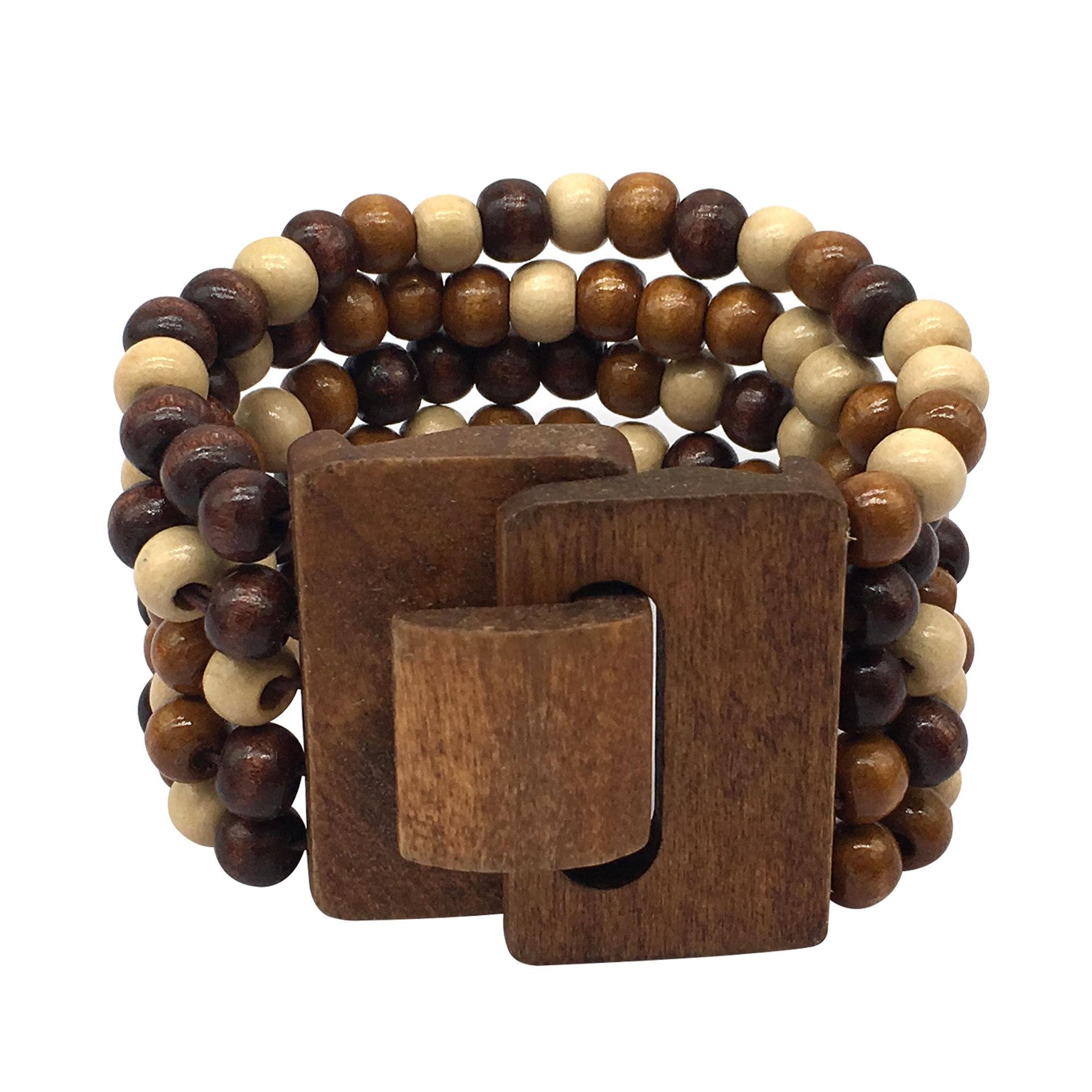 

Красочный браслет из деревянных бусин, женский браслет ручной работы на эластичной резинке, браслет-манжета, этнические деревянные украшения