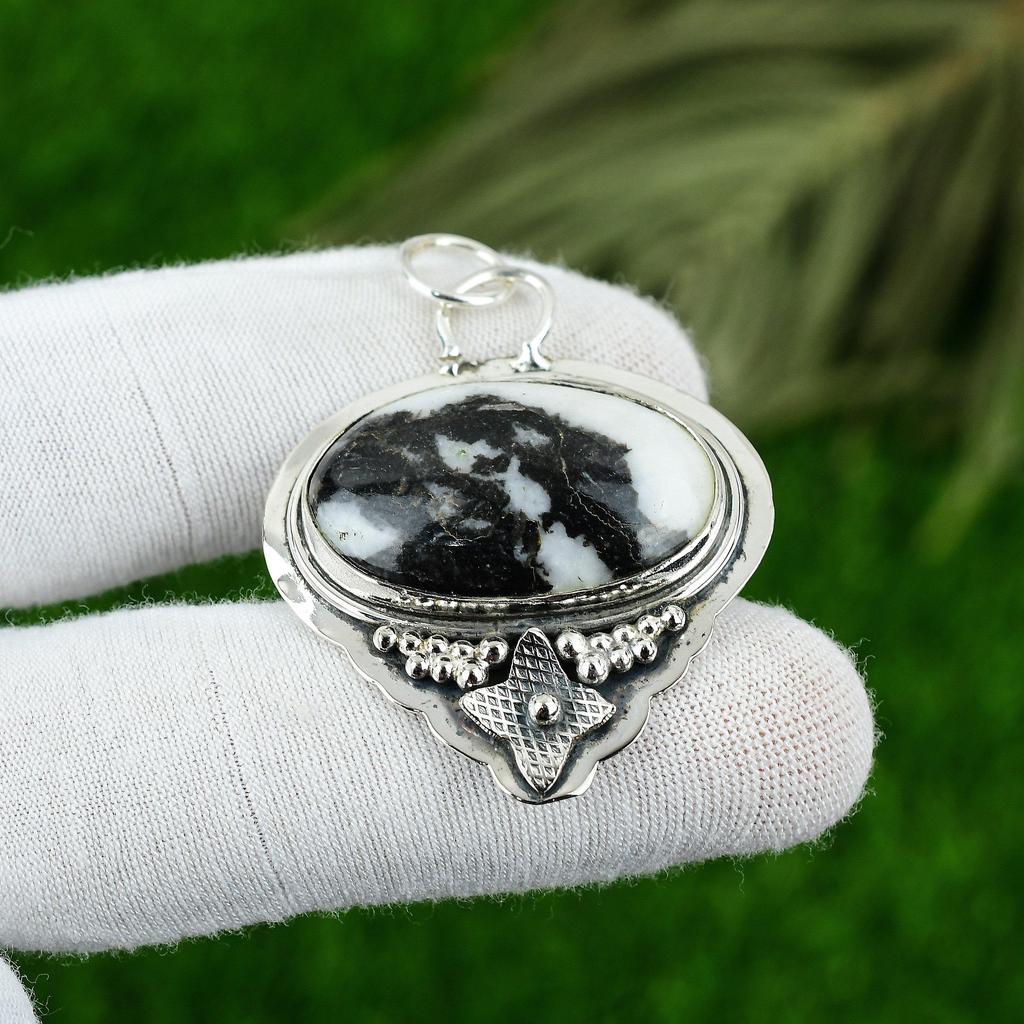 Wedding Gift For Her 925 Sterling Silver Natural Zebra Jasper Gemstone Pendant