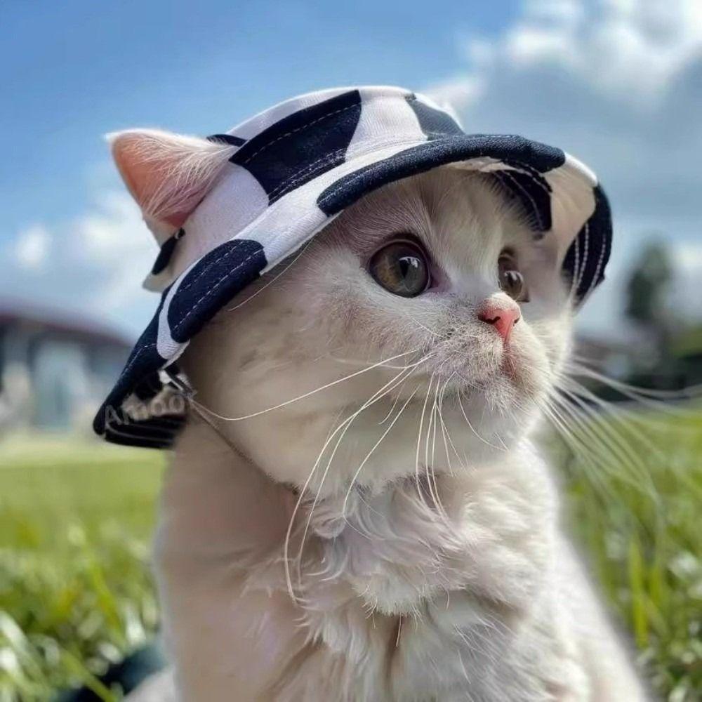 S/M/L Cat Sun Hat Cotton Pet Caps Cute Cat Bucket Hat  Travel