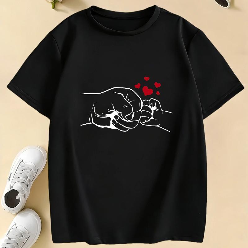 Lovely Daddy Love Hand Design T Shirts Kids Children's T-shirt Boys Girls Summer Spring Casual Top Tee