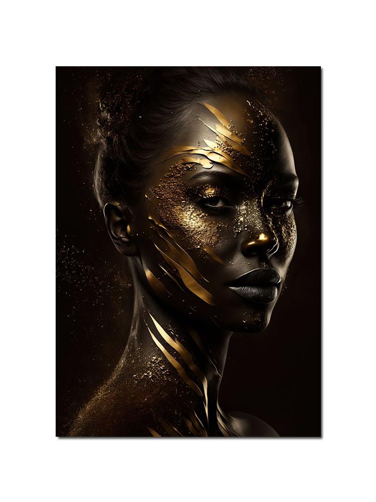 

Черное золото Африканская женщина Портрет Плакат Холст Картина Абстрактная Настенная Картина Для Современной Гостиной Украшения Дома 40x50cm No Frame