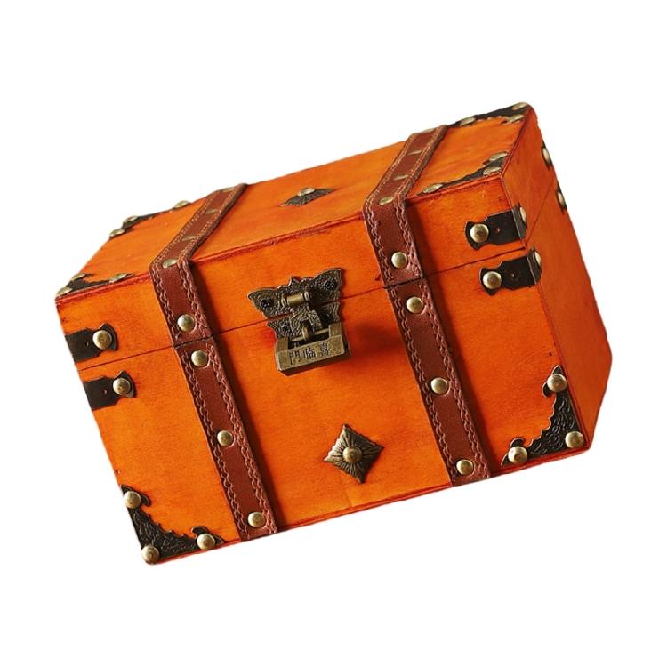 Wooden Storage Box With Locking Mechanism And Leather Accent For Home Use Documents Small Item Organization Case