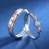 Internet celebrity fashion simple elk horn shape couple ring, two-color copper inlaid zircon combination ring