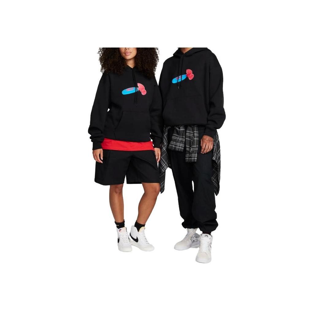 Nike Hammer Print Casual Loose Hoodie Long Sleeve Sweatshirt Unisex Tops Black FQ2193-010