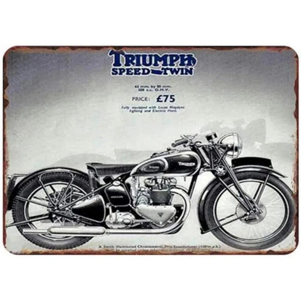 Vintage Motorcycle Metal Tin Signs Decor Wall Art Coffee Bar Vintage Metal Tin Sign Office Home Toilet Signs Wall Decor Pictures