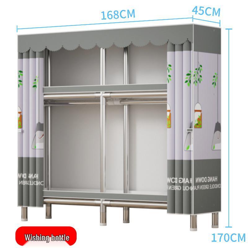 Durable Steel-Framed Wardrobe with Reinforced Fabric for Bedroom Storage, Assembly Required