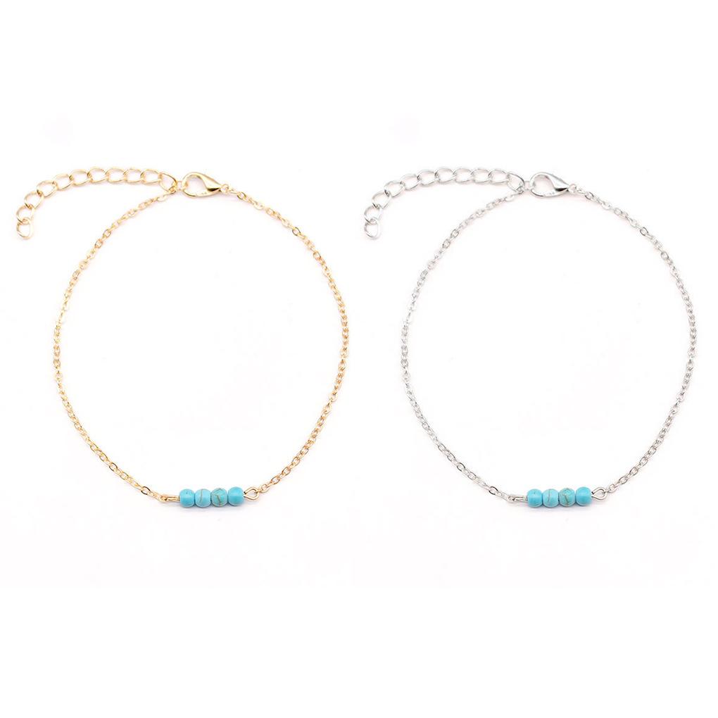 Boho Ankle Bracelets Universal Turquoise Jewelry Wear-resistant Bohemian Style Decorations Valentines Day Anklets for Women Set