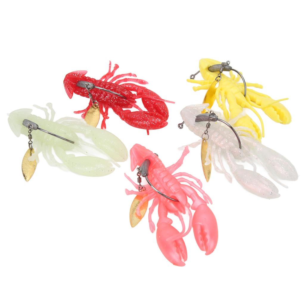 5PCS Shrimp Silicone Fishing Lures 9cm 12.5g Hollow Floating Multi Color Realistic Soft Baits for Freshwater Saltwater