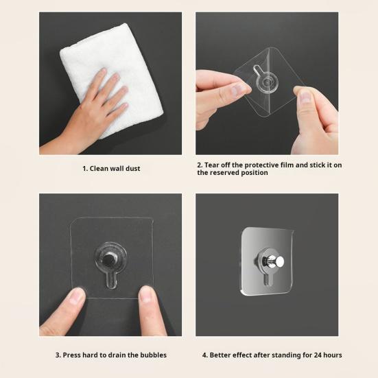 10Pcs Drill Free Adhesive Hooks Strong Load-bearing Waterproof Easy To Install Picture