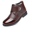 Men's Genuine Leather Velcro Winter Shoes with Plush Wool for Middle-Aged & Elderly