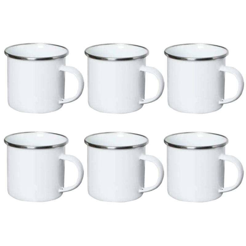 

6pcs Set of Thickened Enamel Mugs for Home, Cafes, Restaurants, Outdoor Camping, Barbecue, Parties - Coffee Cups, Milk Cups 350ml