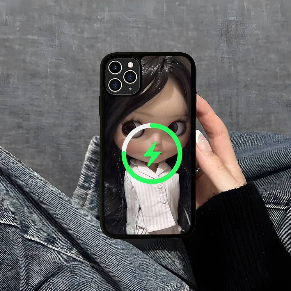 Dark Cute Girl Doll Art Magnetic Wireless Phone Case For IPhone 17 16 15 14 13 12 11 Pro Max Plus Mag Phone Cover
