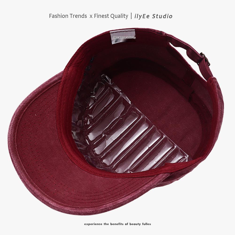 Spring/Summer Washed Cotton Curved Brim Baseball Cap with Letter Embroidery - Unisex Flat-Top Military Style
