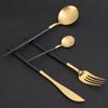 4Pcs Set Stainless Steel Colored Tableware Spoon Fork Knife Dinnerware Home Use White  Golden