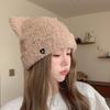 Hat for Women In Autumn and Winter Wool Rolls Love Embroidery Knitted Hat Warm Cute Ear Wool Hat Women Cold Hat