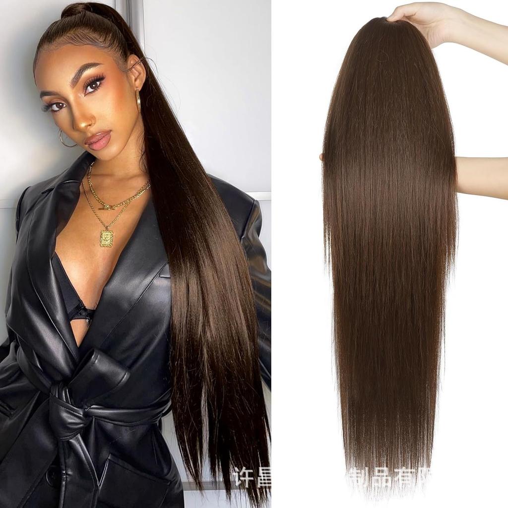 Women's 32 Inch Extra-Long Drawstring Ponytail Wig - Fluffy Natural-Looking Hairpiece