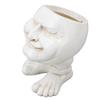 Resin Flower Pot Innovative Exquisite Retro Old Man Planter Pot Succulent Pot for Outdoor Garden Patio Balcony White