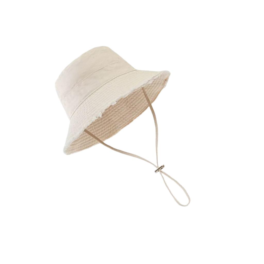 Distressed Wide Brim Bucket Hat For Women Outdoor Beach Travel Adjustable Drawstring Sun Protective Fisherman Hat