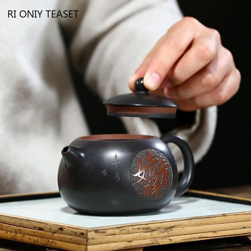 210ml Tradition Yixing Purple Clay Teapots Master Handmade Xishi Tea Pot Ball Hole Filter Kettle Chinese Zisha Tea Set Gifts