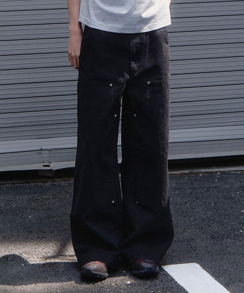 JUAN HOMME Double Knee Carpenter Cotton Pants (Black)