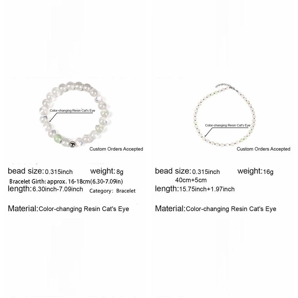 UV-reaktives Perlen-Halsketten-Armband-Set Katzenauge UV-reaktiver Choker Tägliches Tragen