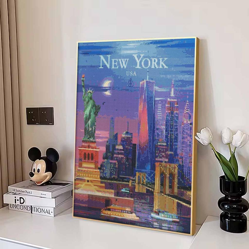 Diamond Painting Kit for Adults DIY New York Sparkling Art Canvas for Relaxing Craft Home Wall Decor and Creative Handmade Gift Idea