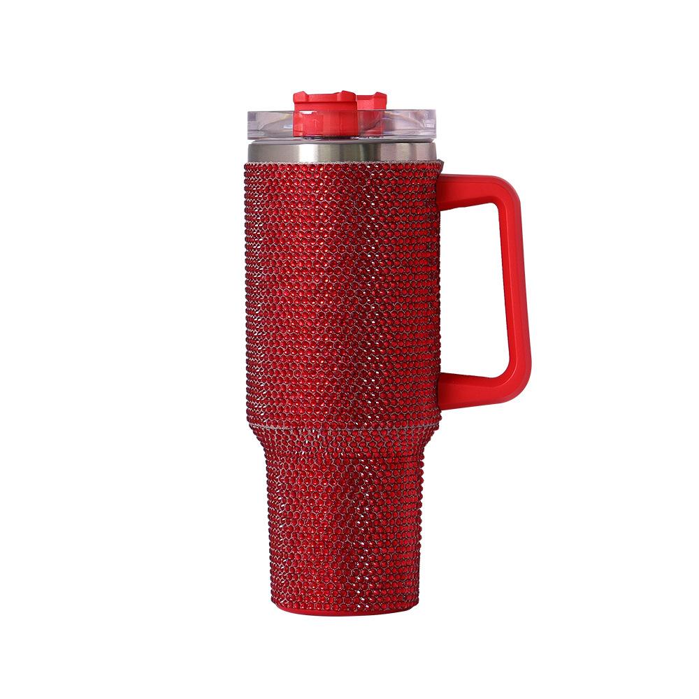 Rhinestone 40oz Insulated Tumbler with Straw Cup with Handle Sliding Bottle for Bling Lid Her Gift Diamond Steel Stainless Water