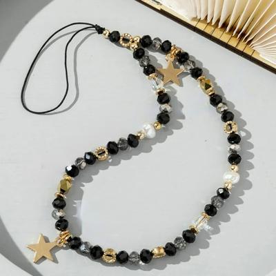 Acrylic Mobile Phone Chain Five-Pointed Star Pendant Beaded Telephone Lanyard Cellphone Hanging Rope for Women Fashion Jewelry