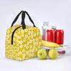 Floral Daisy Print Insulated Lunch Bag for Women Chamomile Flowers Cooler Thermal Lunch Tote Box Portable Picnic Food Bento Bags