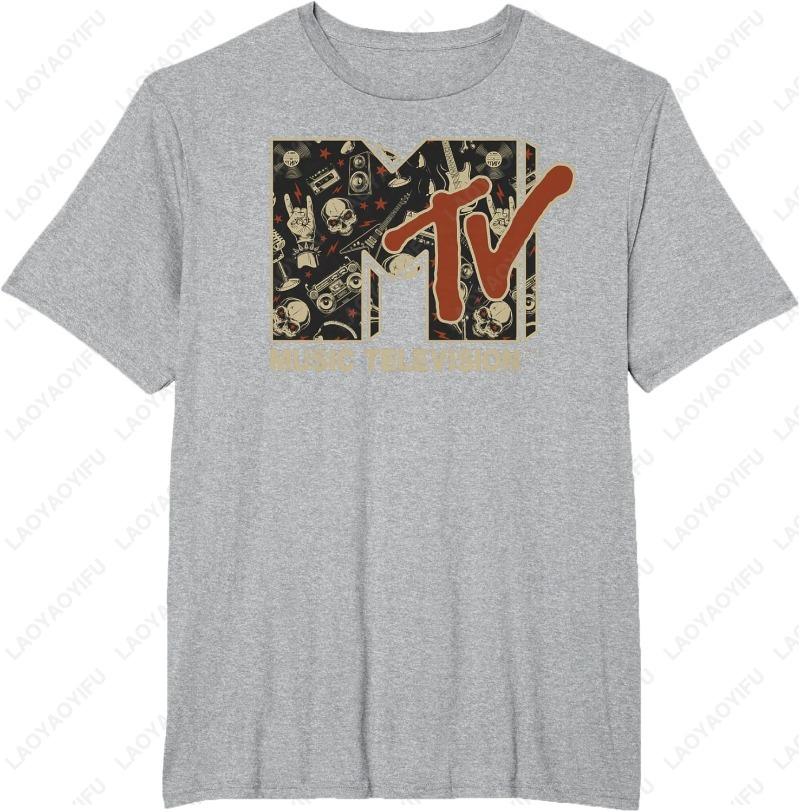MTV Rock N Roll Music Hard Heavy Metal Skull Guitar Vintage Cotton TShirt Gothic Fashion Outdoors Oneck Printed  Men Clothing