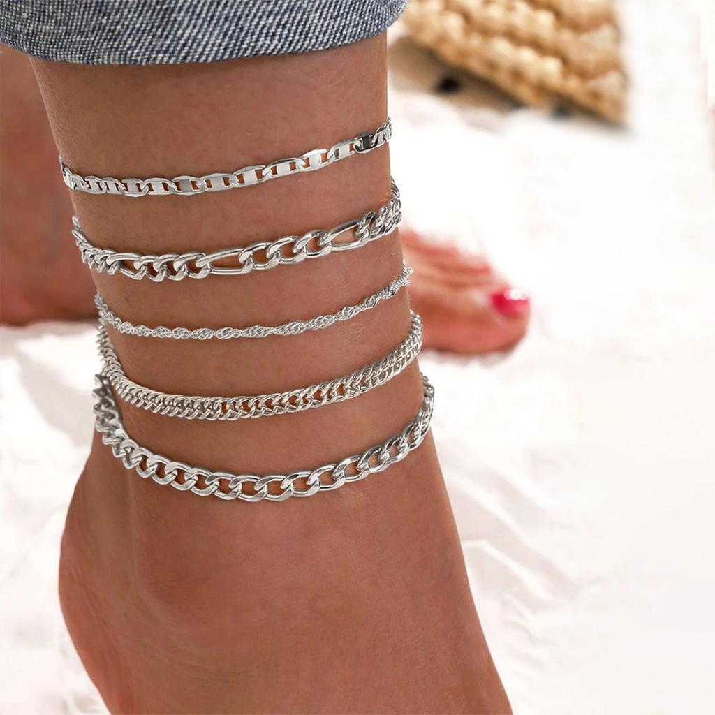 Minimalist Style Silver Sexy Personality Women's Chain Feet Chain Copper Plated Silver Hypoallergenic Girl Chain Feet Chain