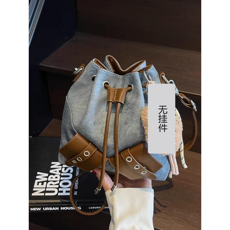 Ретро маленькая сумка женская летняя новая мода нишевая сумка-мессенджер на шнурке сейчас популярная сумка-ведро