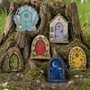 Small Fairy House Accessories Mini Wooden Door, 2D Flat Miniature Garden Rustic Nordic Style Decor Gate for DIY Craft, Dollhouse Accessory,