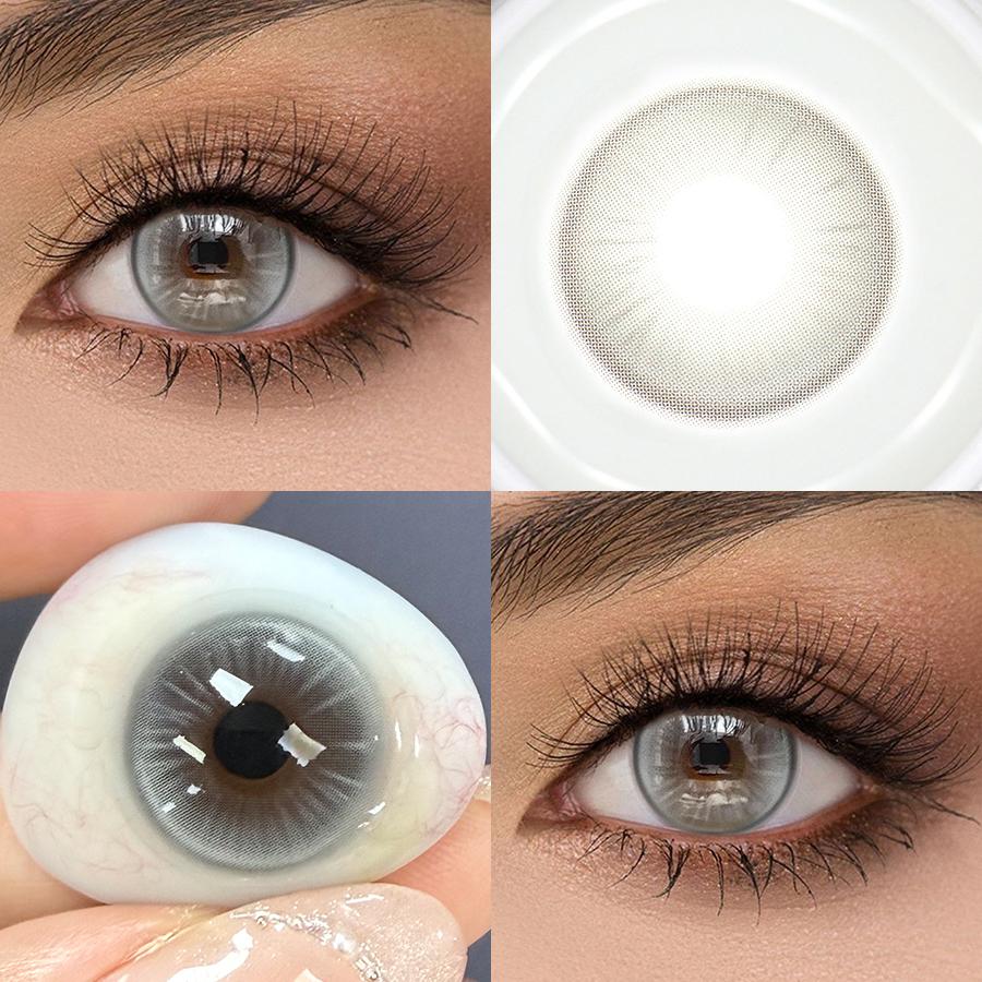 FreshLady 2pc 14.5mm Yearly Colored Contact Lenses, Soft Hydrogel Beauty Lens for Natural Brown/Blue/Grey Eyes