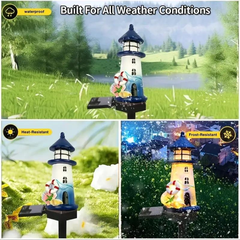 1Pc Solar Floor Lamp Ambient Decoration Luminous Lighthouse Led Yard Flower Halloween Lawn Lamp Garden Lamp