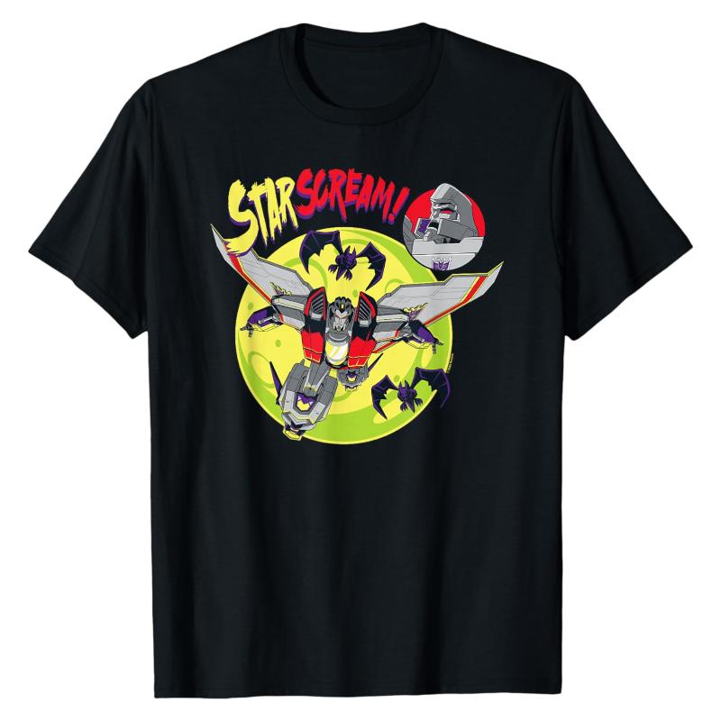 

Starscream Decepticon Transformers TShirt Classic Robot Character Print Crew Neck 100 Cotton Trendy Casual Street Tops S