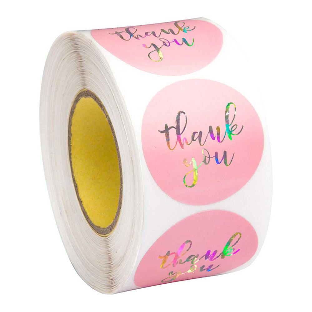 50-500pcs Holiday Wedding Decoration Stickers Thank You Flower Stickers 1inch Round Self-Adhesive Seal Labels