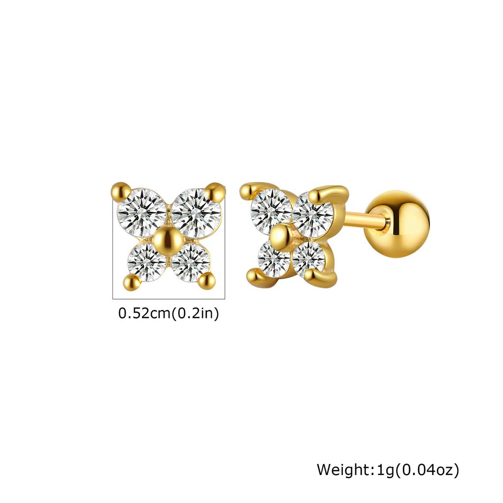 Stainless Steel Cartilage Earrings Butterfly CZ Studs Hypoallergenic Piercing Jewelry for Women Girls, Cubic Zirconia Ear Stud