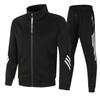 Collar Sports Suit Men's Loose Striped Cardigan Jacket Long Pants Two-piece Set Running Fitness Training Casual