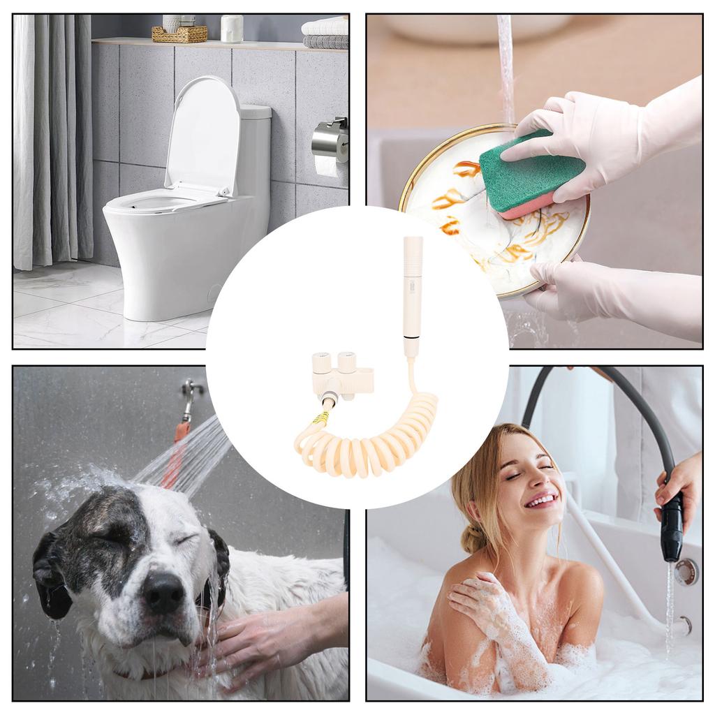 Handheld Bidet Sprayer Kit with Dual Control Valve Multi Function Copper Toilet Faucet Wall Mount