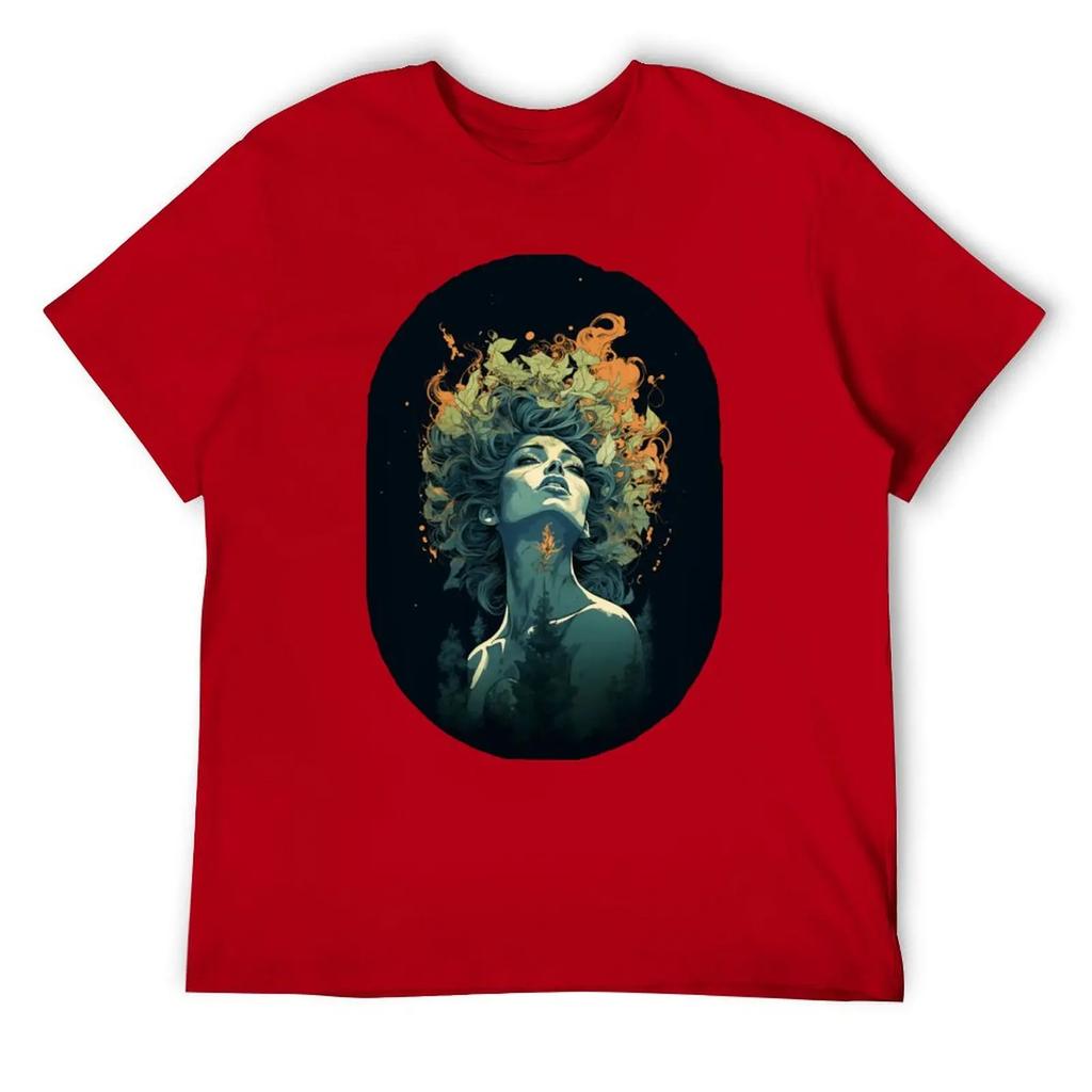 Crewneck Mother's Day Fiery Nature Men's T-shirt Movement Top Tee Vintage Funny Novelty Leisure Eur Size