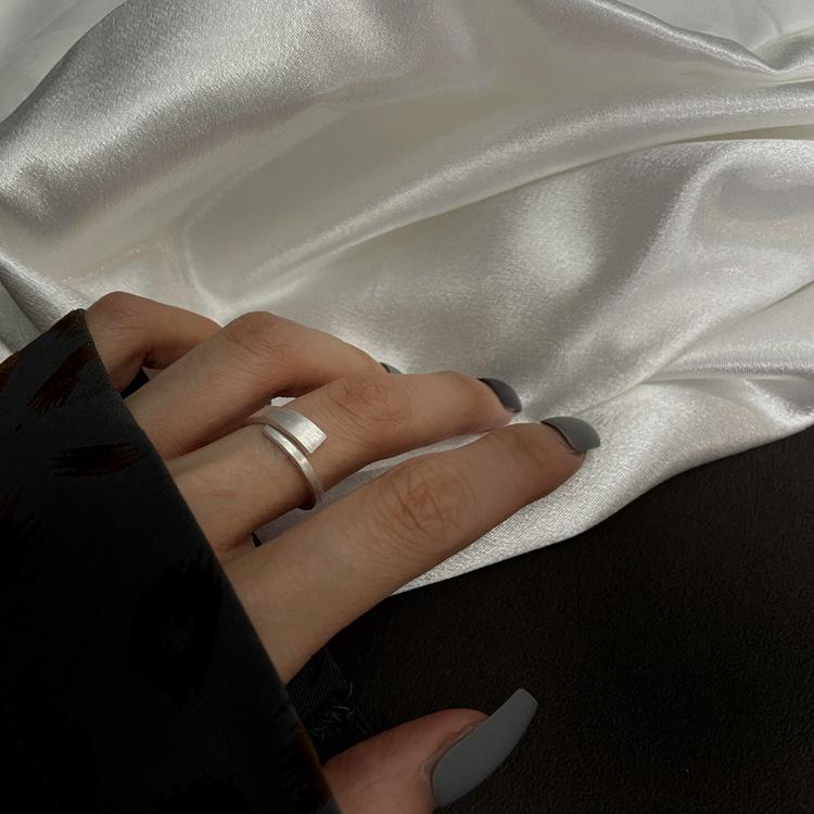 Su Chuang S925 Sterling Silver Brushed Korean Style Women's Open Index Finger Ring